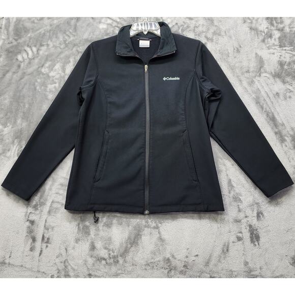 Columbia Jacket Womens L Black Herald Square Softshell Full Zip Drawcord Hem - Picture 1 of 8